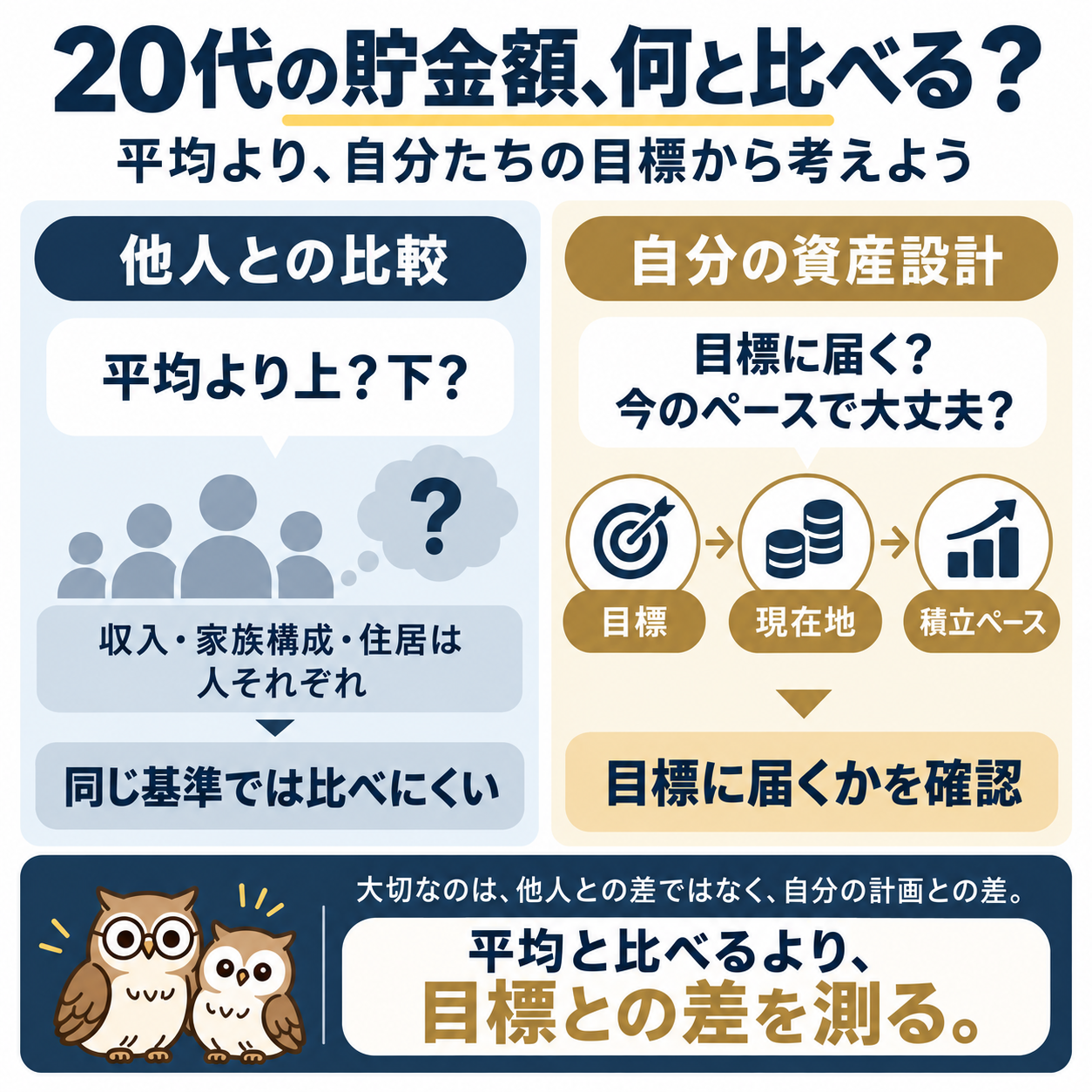 20代の貯金額を他人の平均ではなく自分の目標と比べる考え方