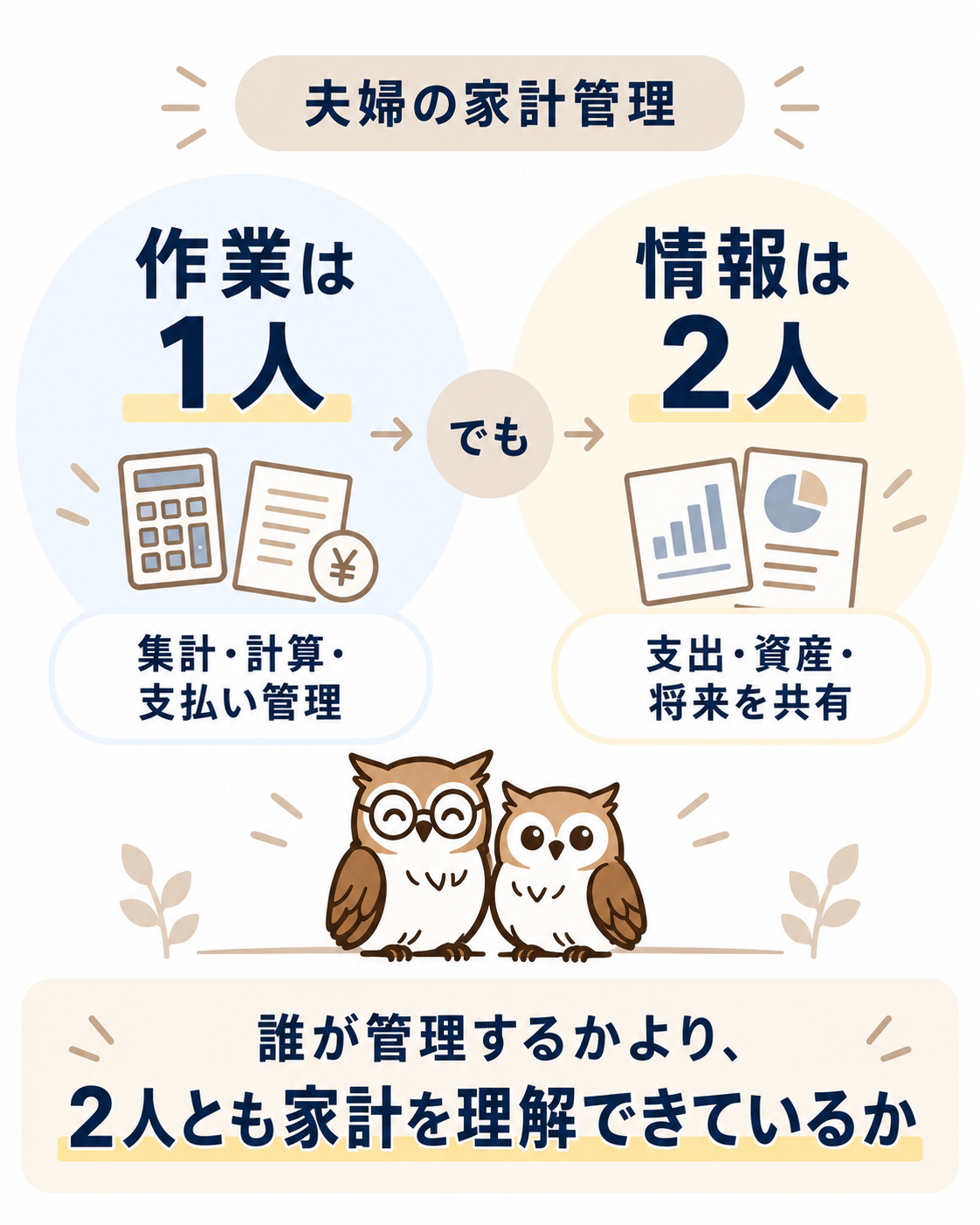 家計管理は作業を1人に寄せても情報は2人で共有する考え方