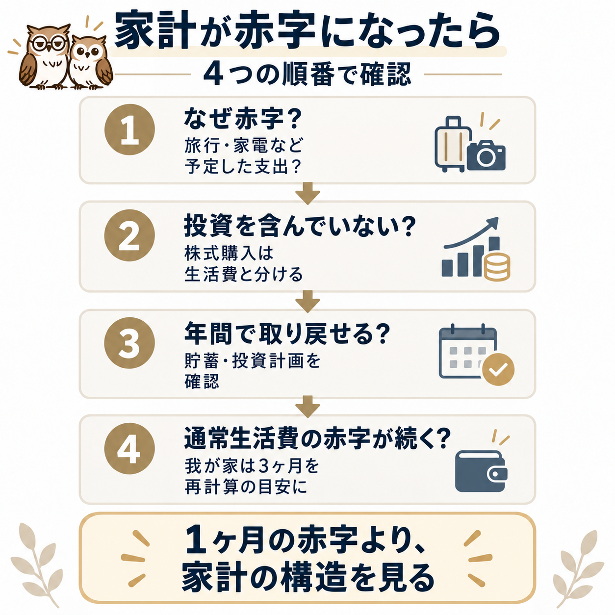 家計が赤字になったときに確認する4つの順番